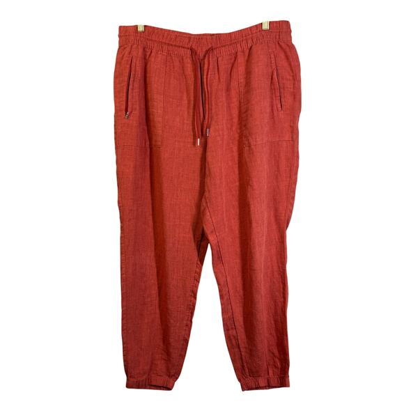ATHLETA Jogger 16 Retreat Linen Elastic Waist w/Drawstring Coral TerraCotta - Picture 2 of 15